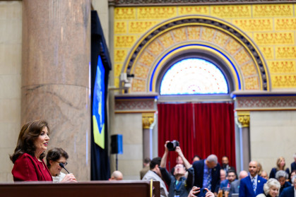 overnor Hochul delivered the 2024 State of the State address from a podium on Jan. 9th, 2024.